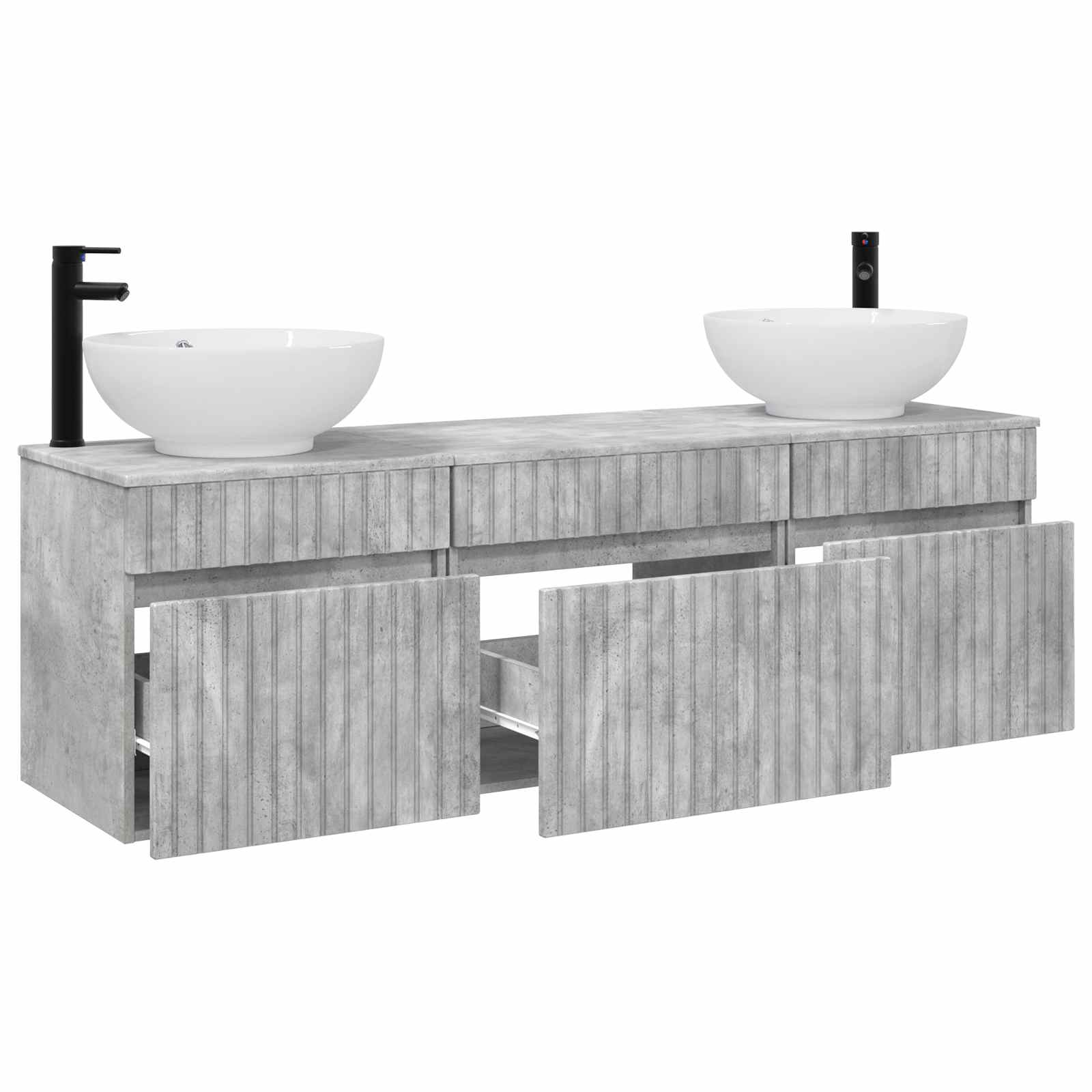 Badkamerkastenset 3 st Betongrijs 49 x 44,5 x 66,5 cm