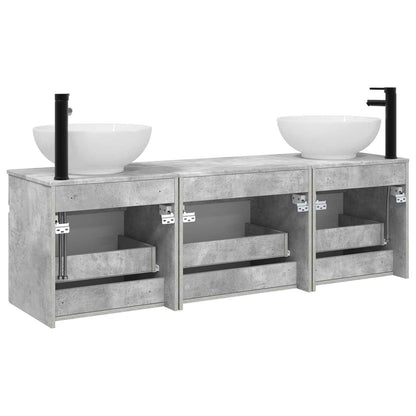 Badkamerkastenset 3 st Betongrijs 49 x 44,5 x 66,5 cm