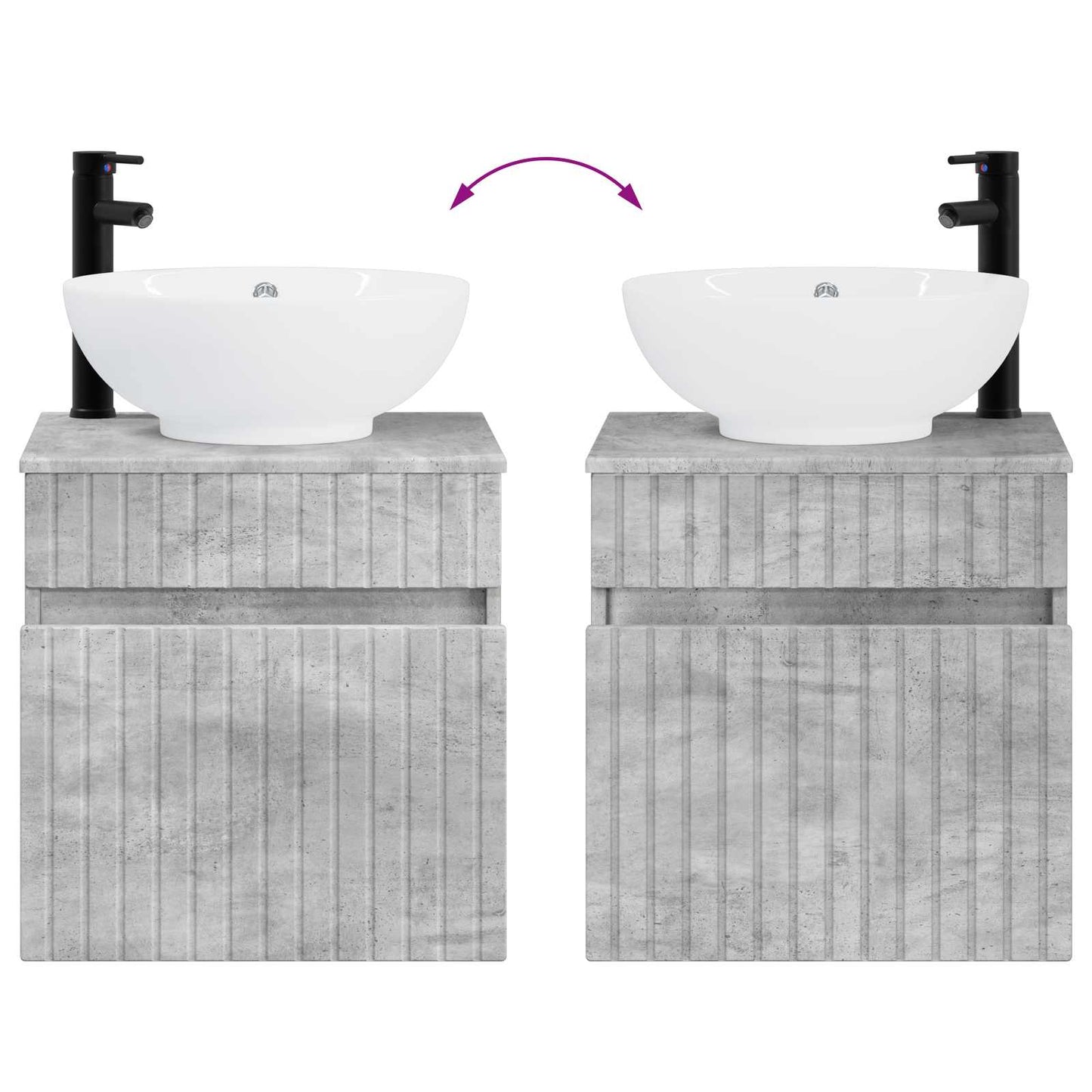 Badkamerkastenset 3 st Betongrijs 49 x 44,5 x 66,5 cm