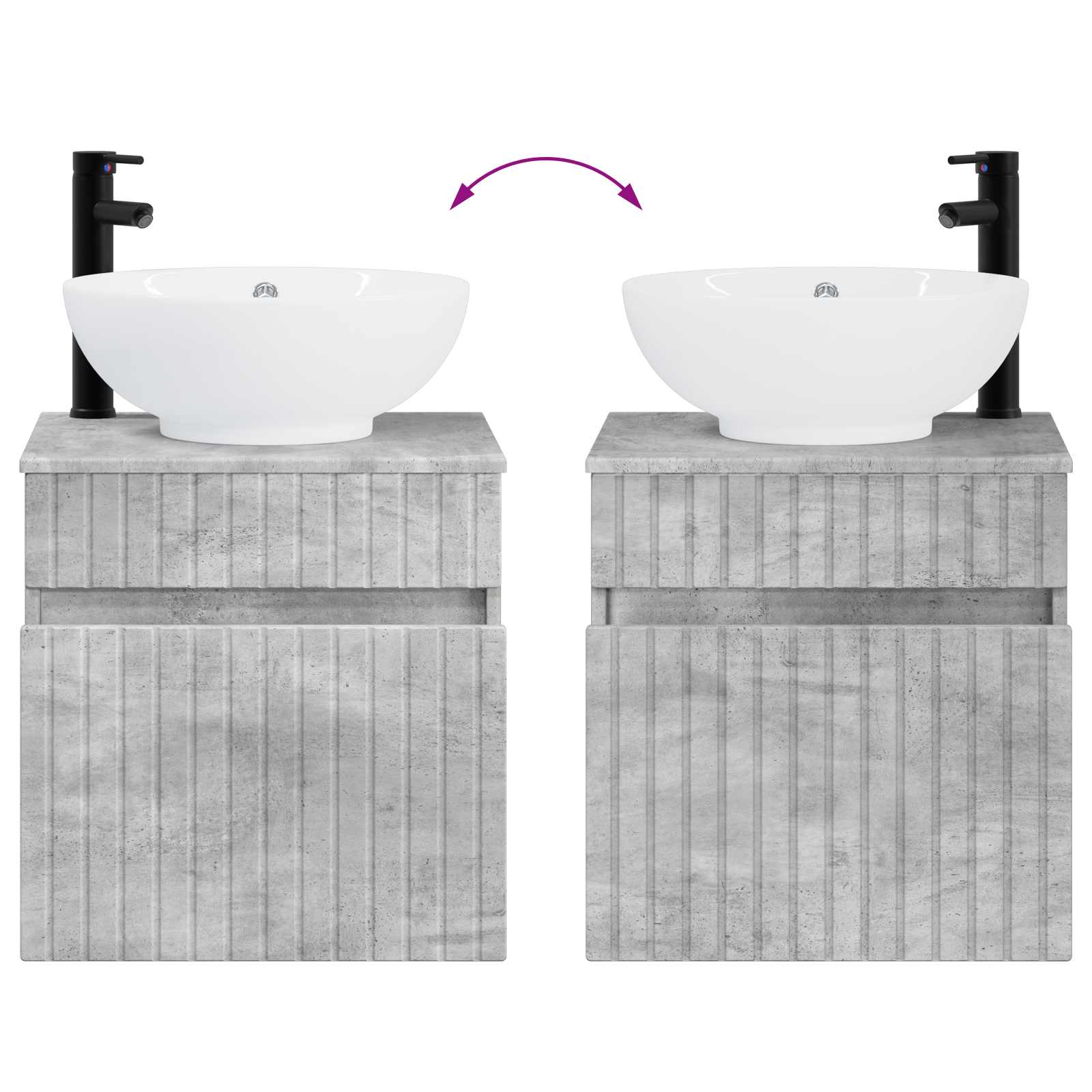 Badkamerkastenset 3 st Betongrijs 49 x 44,5 x 66,5 cm