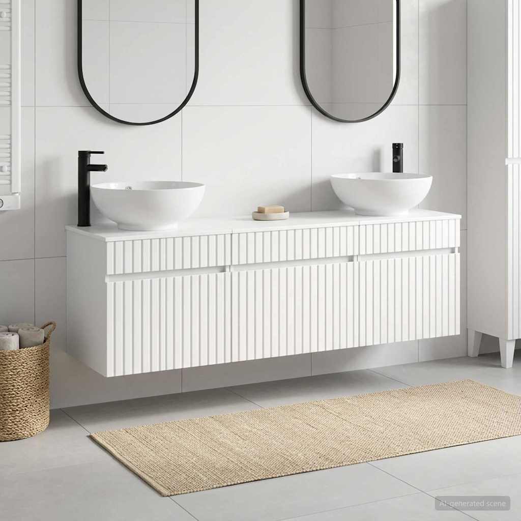 Badkamerkastenset 3 st Hoogglans Wit 49 x 44,5 x 66,5 cm