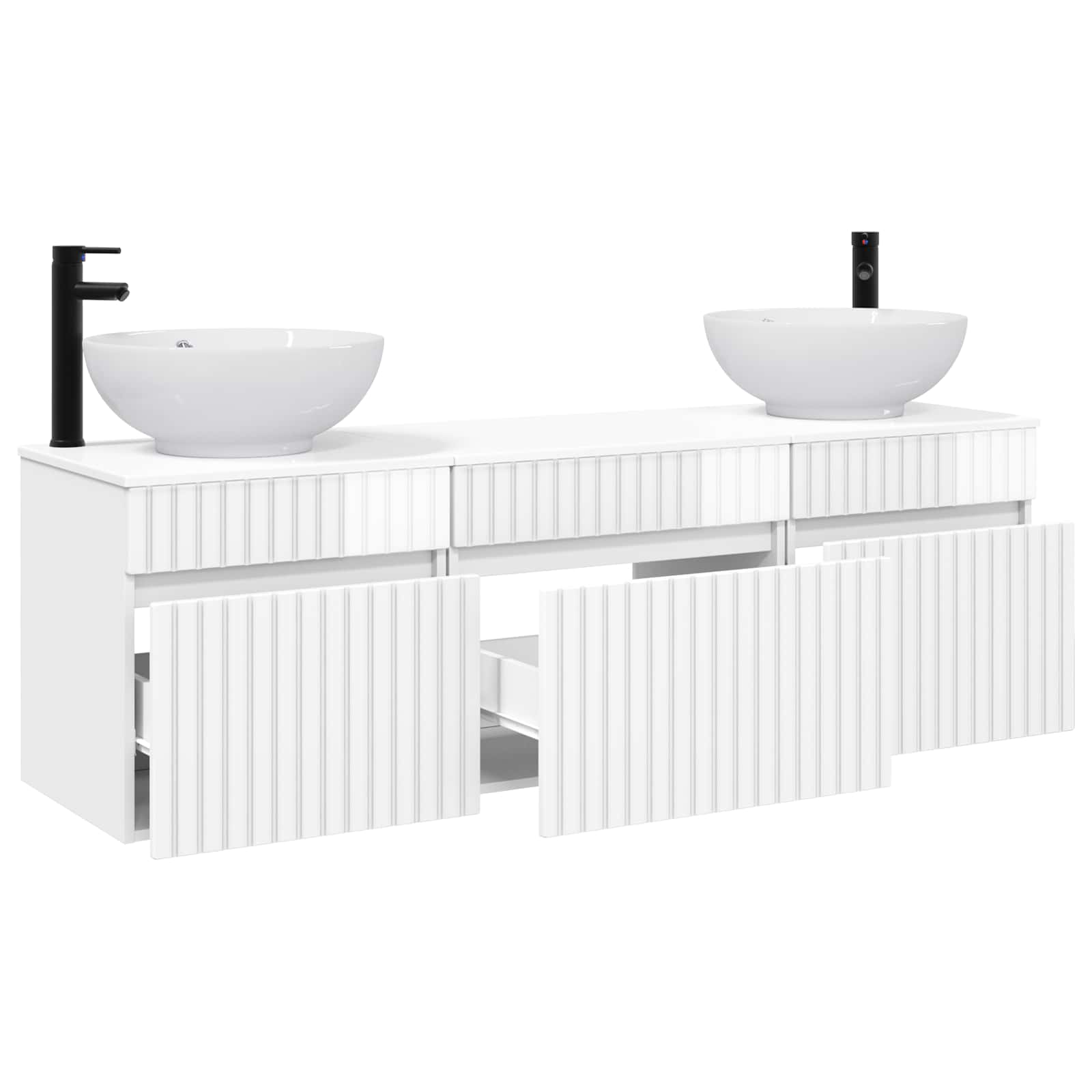 Badkamerkastenset 3 st Hoogglans Wit 49 x 44,5 x 66,5 cm