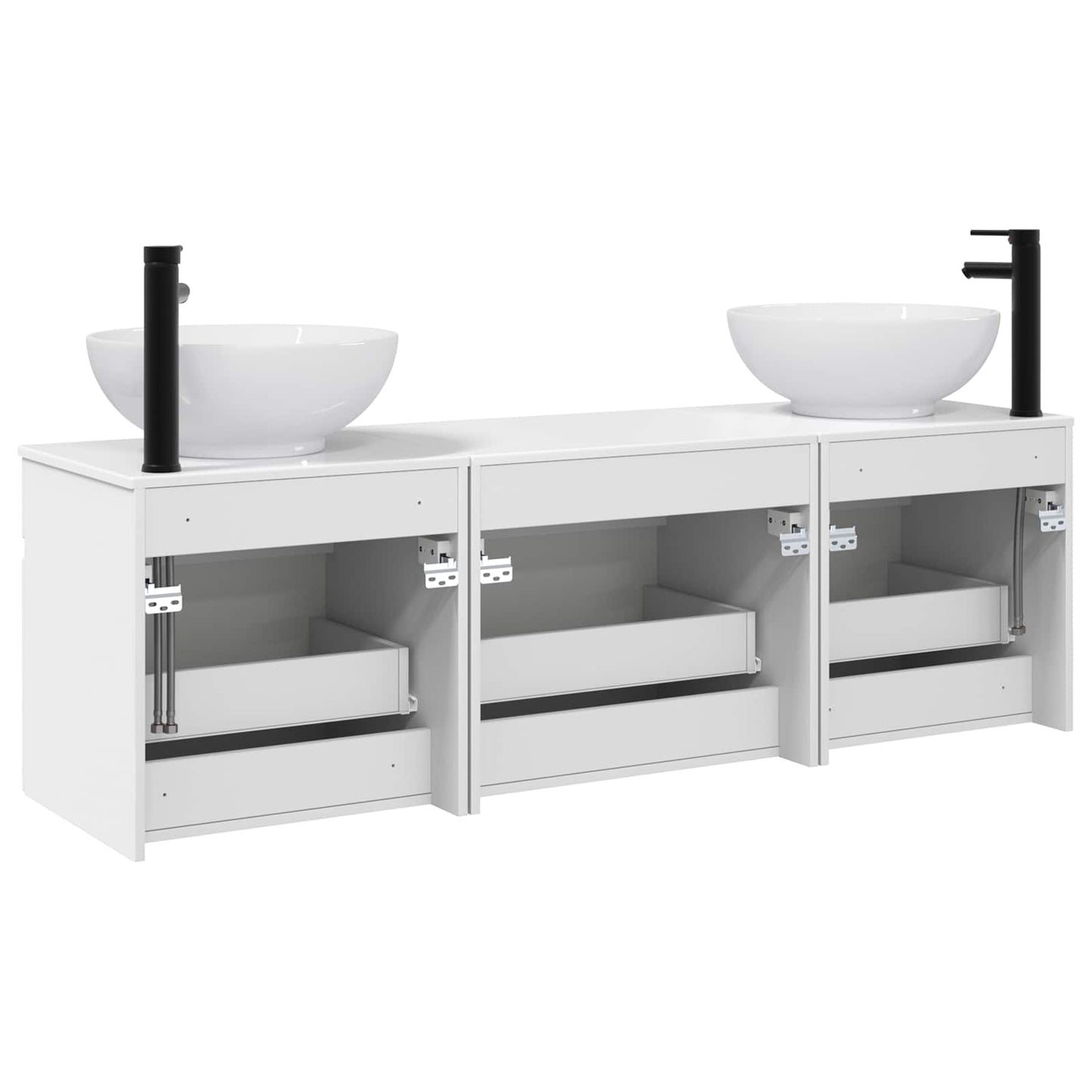 Badkamerkastenset 3 st Hoogglans Wit 49 x 44,5 x 66,5 cm