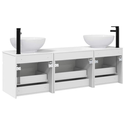 Badkamerkastenset 3 st Hoogglans Wit 49 x 44,5 x 66,5 cm