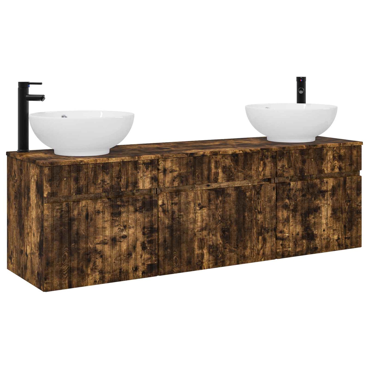 Badkamerkastenset 3 st Gerookt eiken 49 x 44,5 x 66,5 cm