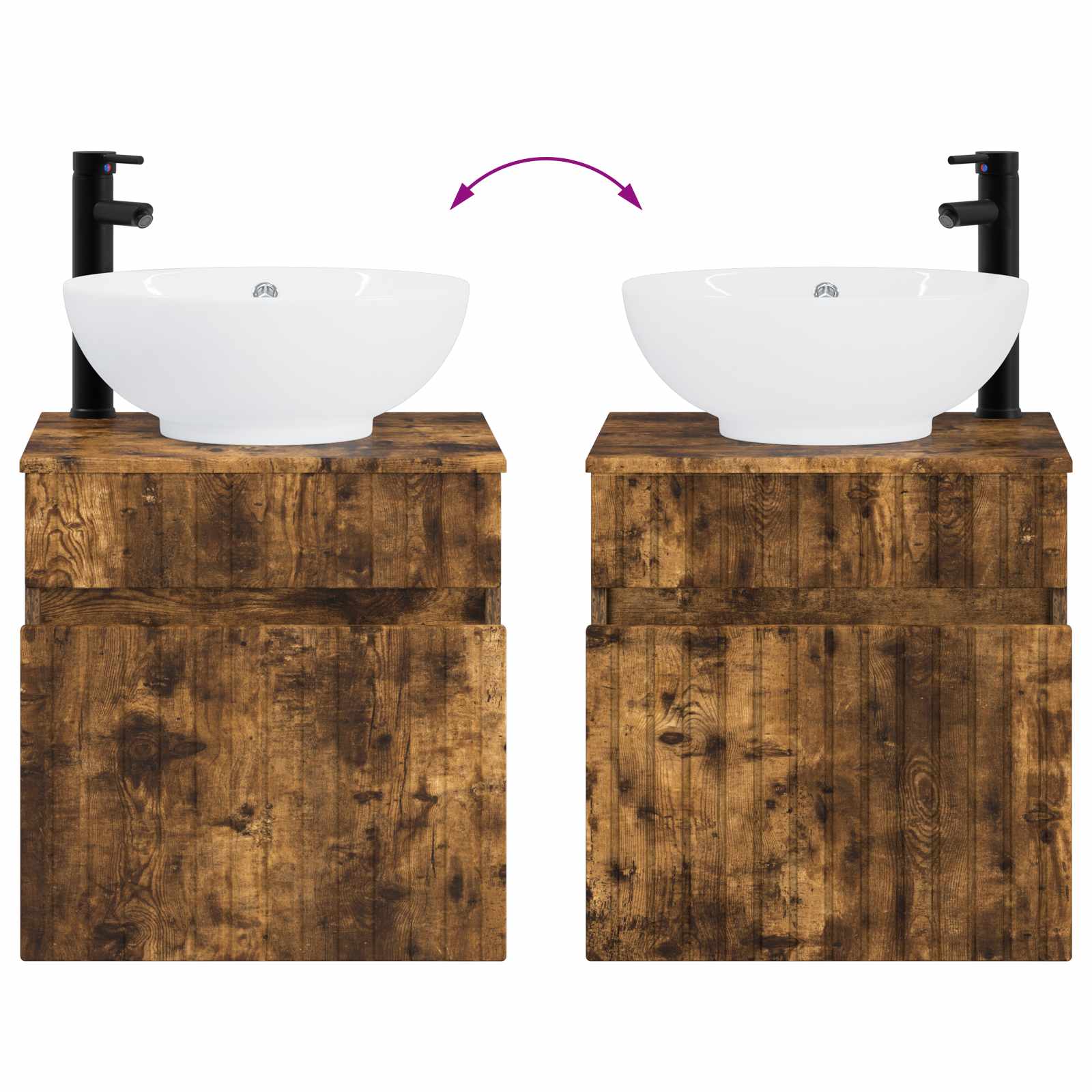 Badkamerkastenset 3 st Gerookt eiken 49 x 44,5 x 66,5 cm