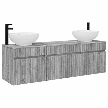 Badkamerkastenset 3 st Grijs Sonoma 49 x 44,5 x 66,5 cm