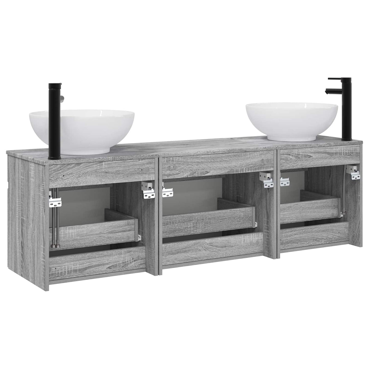 Badkamerkastenset 3 st Grijs Sonoma 49 x 44,5 x 66,5 cm