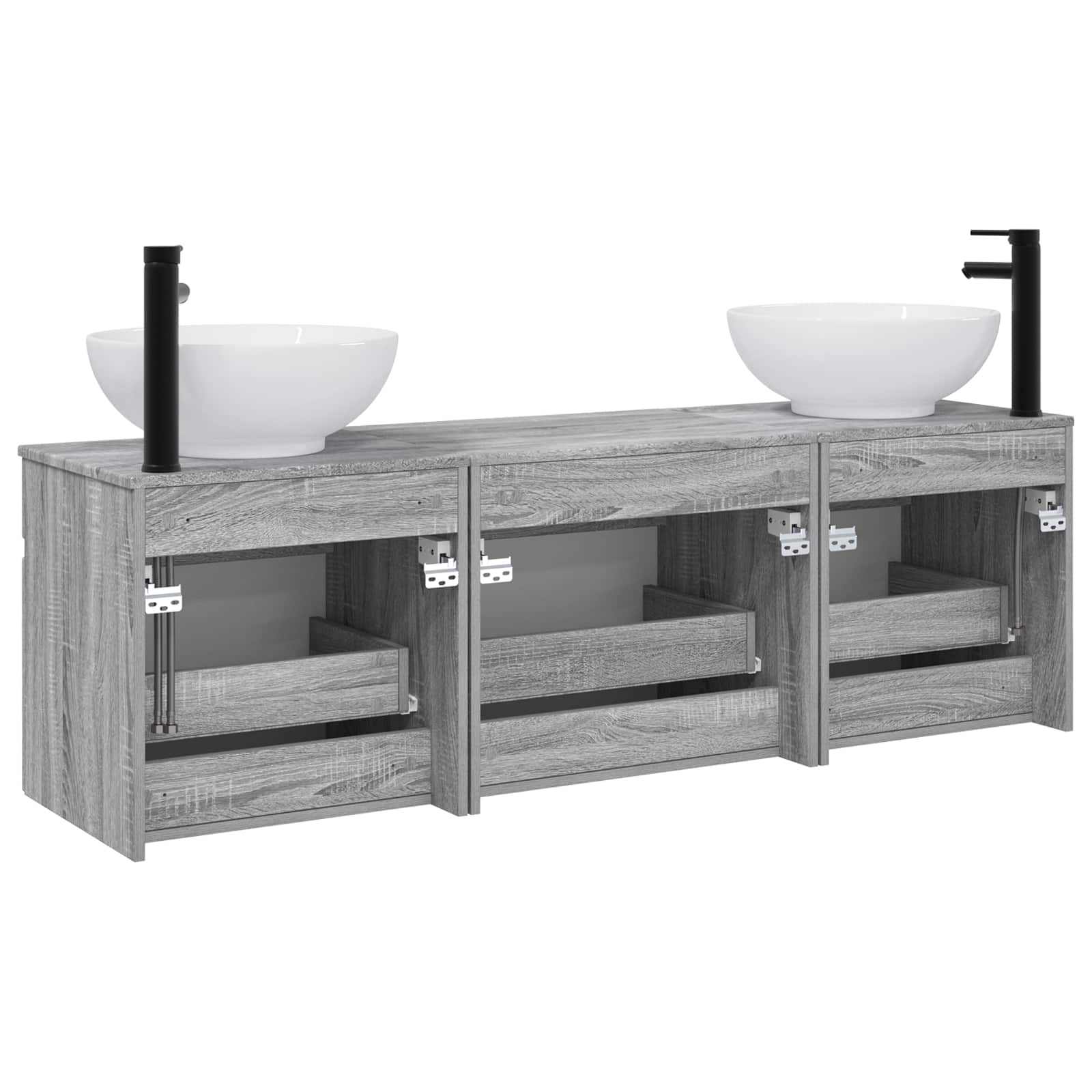 Badkamerkastenset 3 st Grijs Sonoma 49 x 44,5 x 66,5 cm