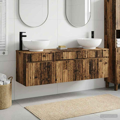 Badkamerkastenset 3 st Oud hout 49 x 44,5 x 66,5 cm