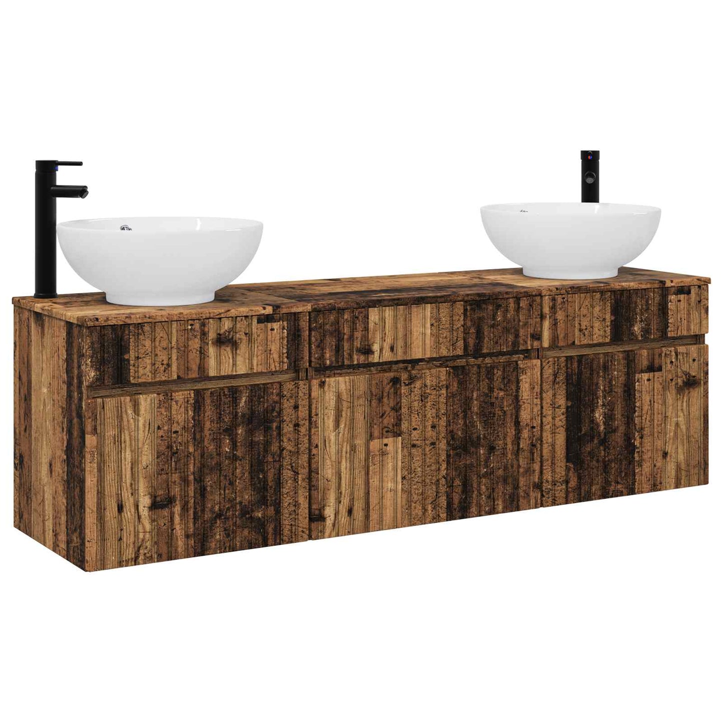 Badkamerkastenset 3 st Oud hout 49 x 44,5 x 66,5 cm