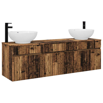 Badkamerkastenset 3 st Oud hout 49 x 44,5 x 66,5 cm