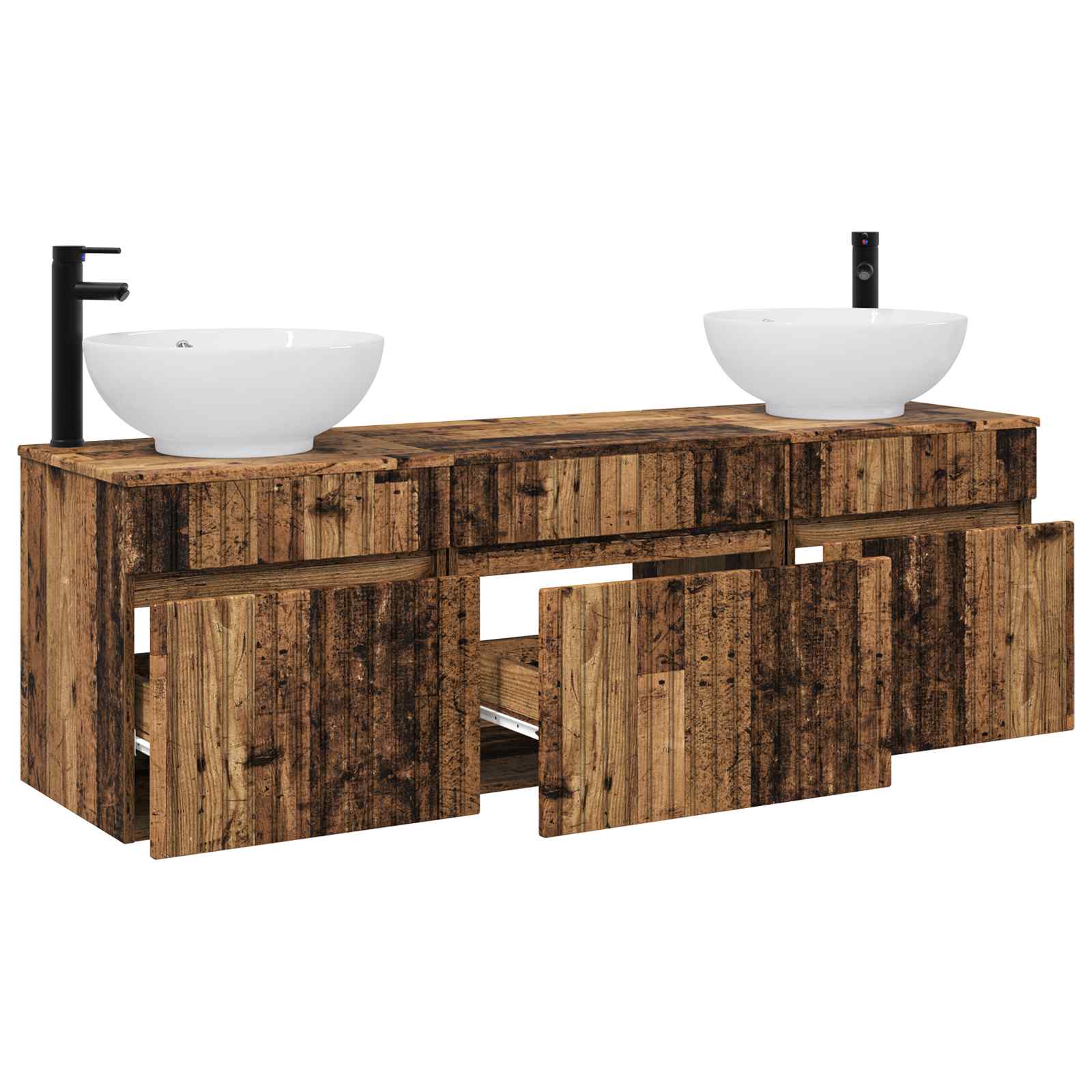 Badkamerkastenset 3 st Oud hout 49 x 44,5 x 66,5 cm