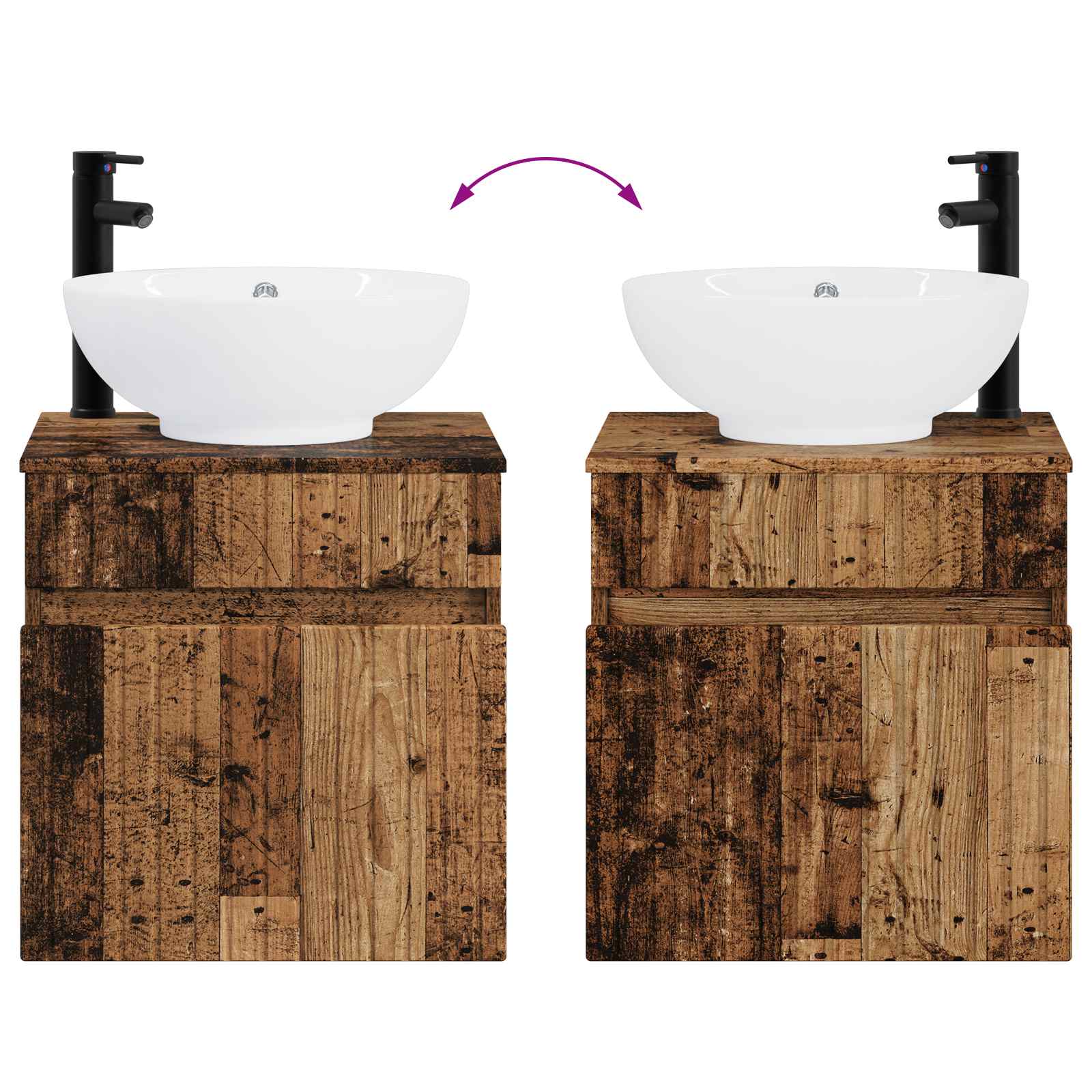 Badkamerkastenset 3 st Oud hout 49 x 44,5 x 66,5 cm