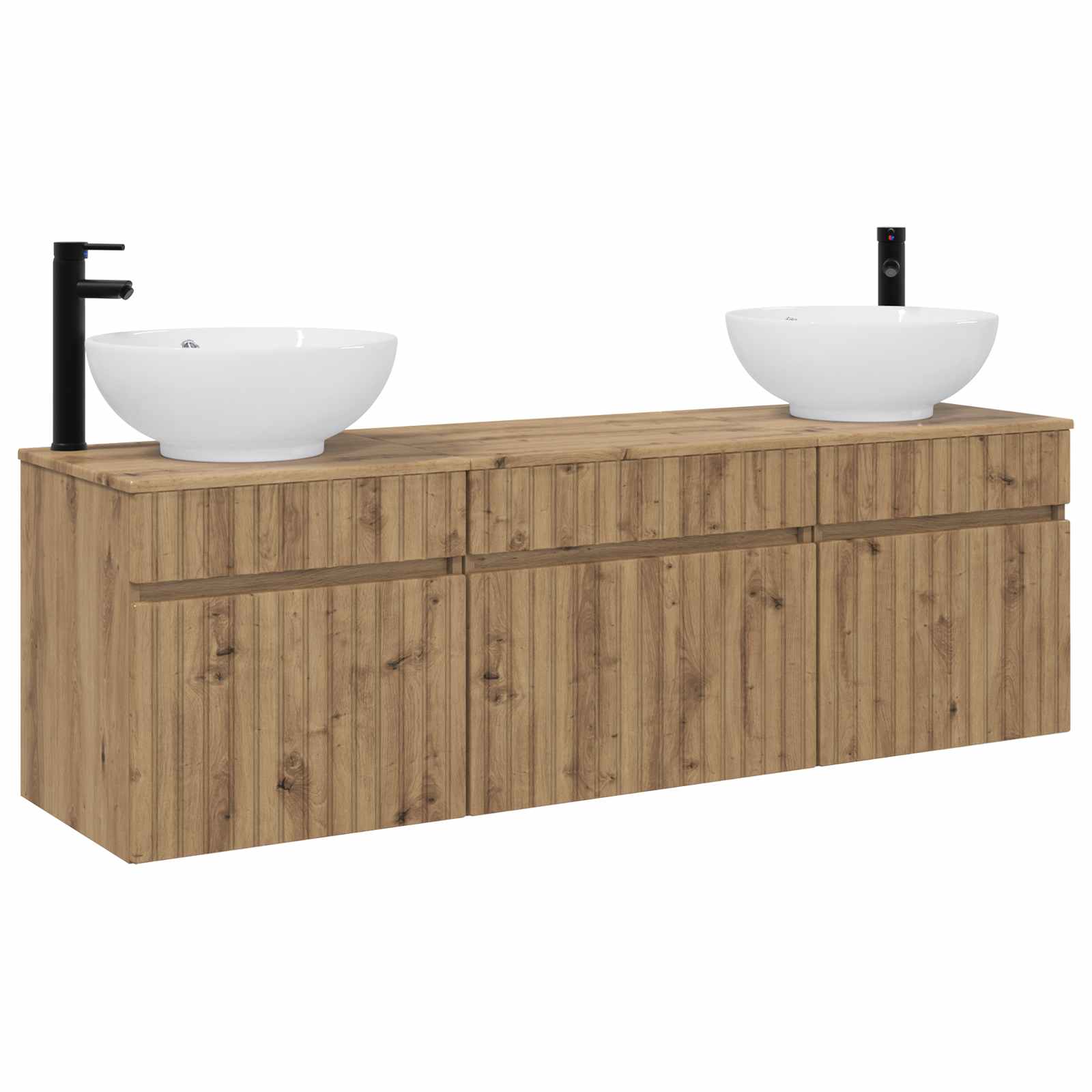 Badkamerkastenset 3 st Artisanaal eiken 49 x 44,5 x 66,5 cm