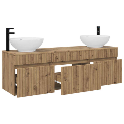 Badkamerkastenset 3 st Artisanaal eiken 49 x 44,5 x 66,5 cm