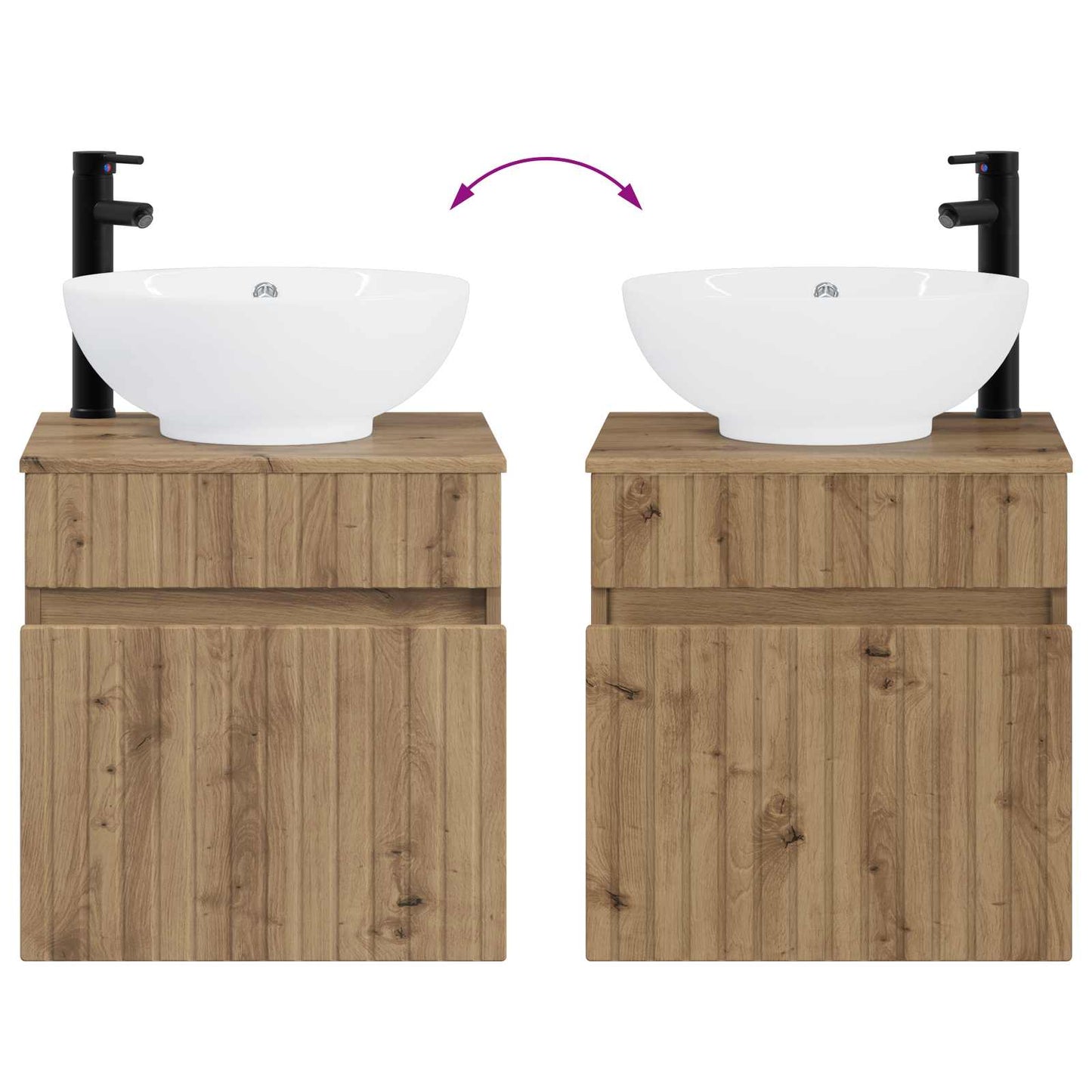 Badkamerkastenset 3 st Artisanaal eiken 49 x 44,5 x 66,5 cm