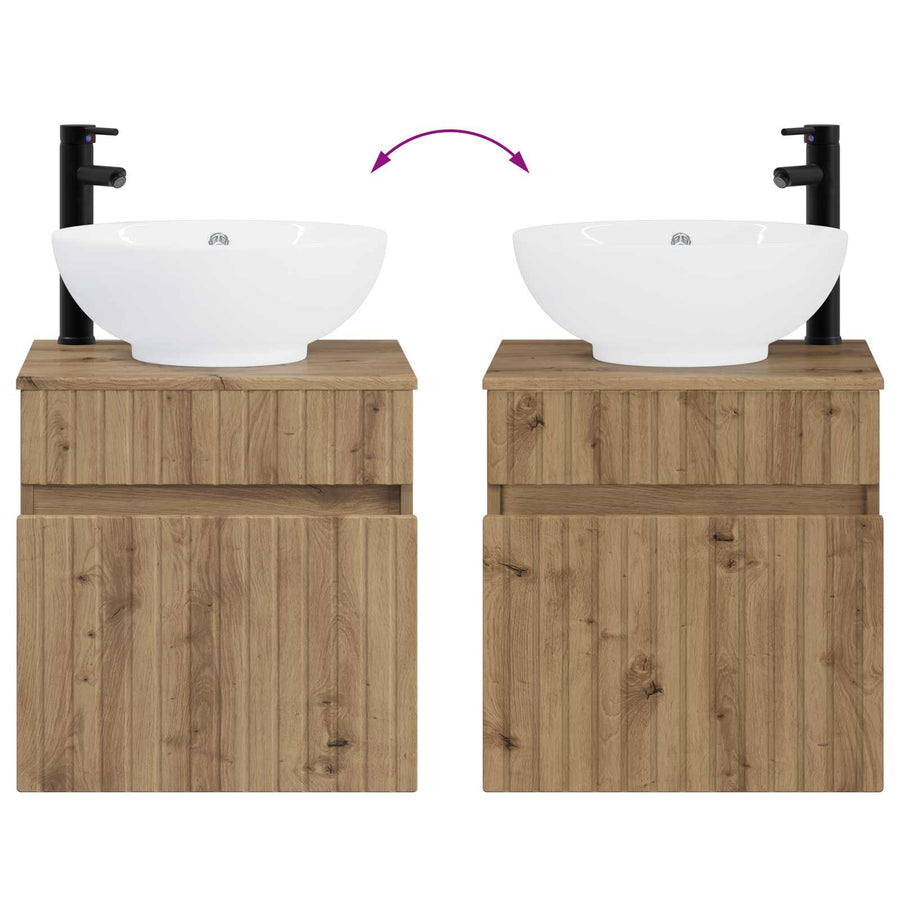 Badkamerkastenset 3 st Artisanaal eiken 49 x 44,5 x 66,5 cm