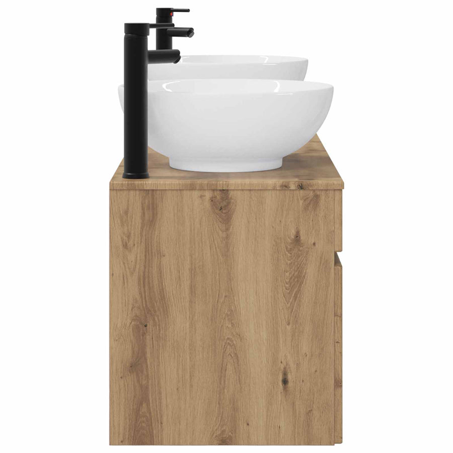Badkamerkastenset 3 st Artisanaal eiken 49 x 44,5 x 66,5 cm
