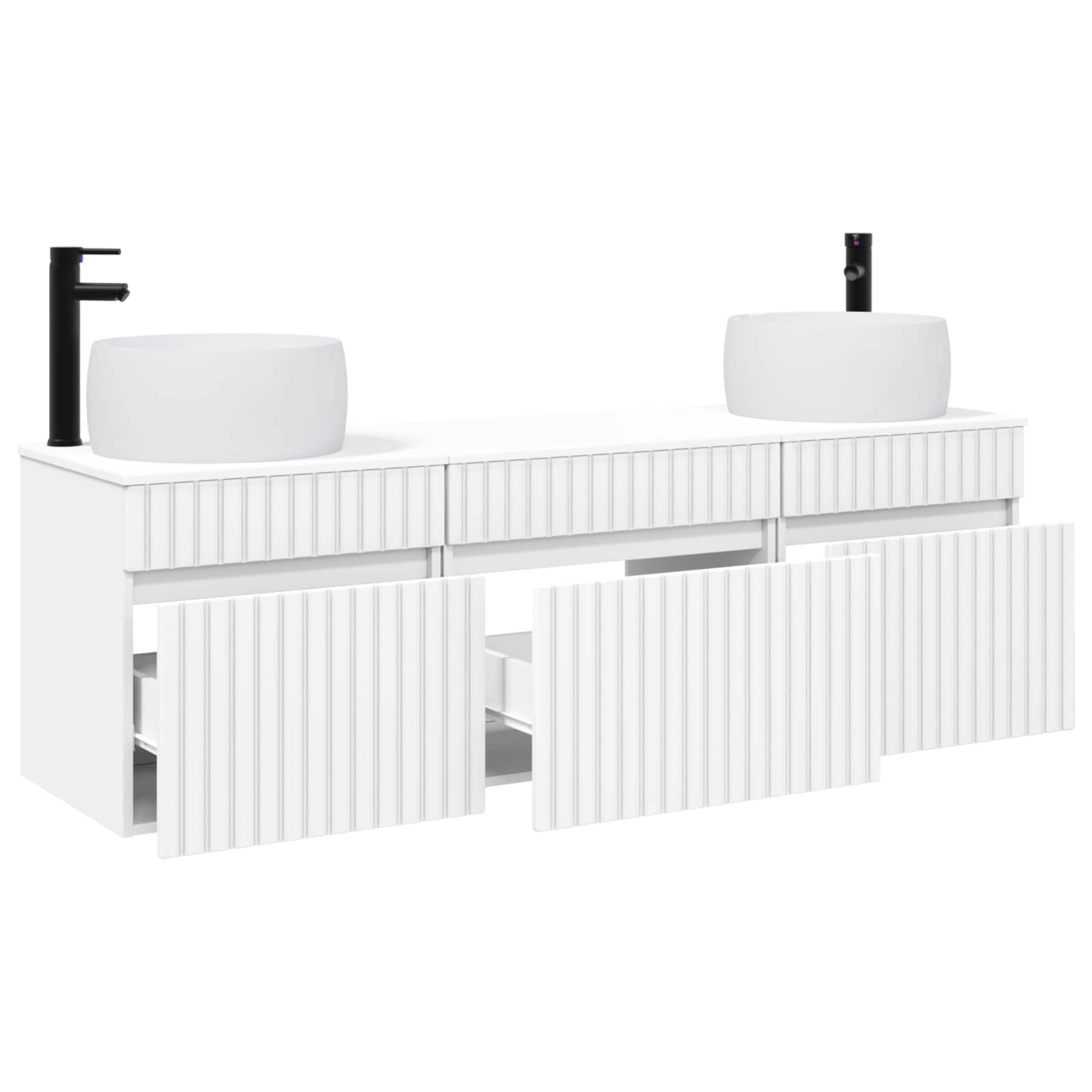 Badkamerkastenset 3 st Wit 49 x 44,5 x 66 cm Bewerkt hout