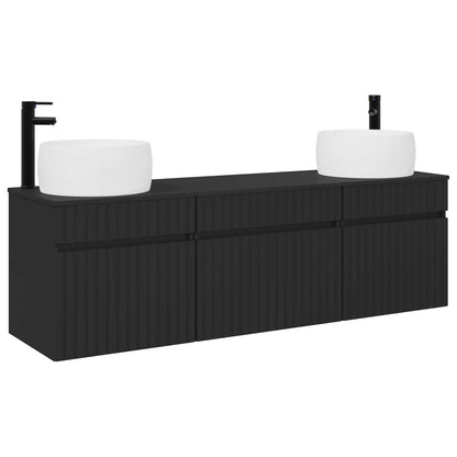 Badkamerkastenset 3 st Zwart 49 x 44,5 x 66 cm Bewerkt hout