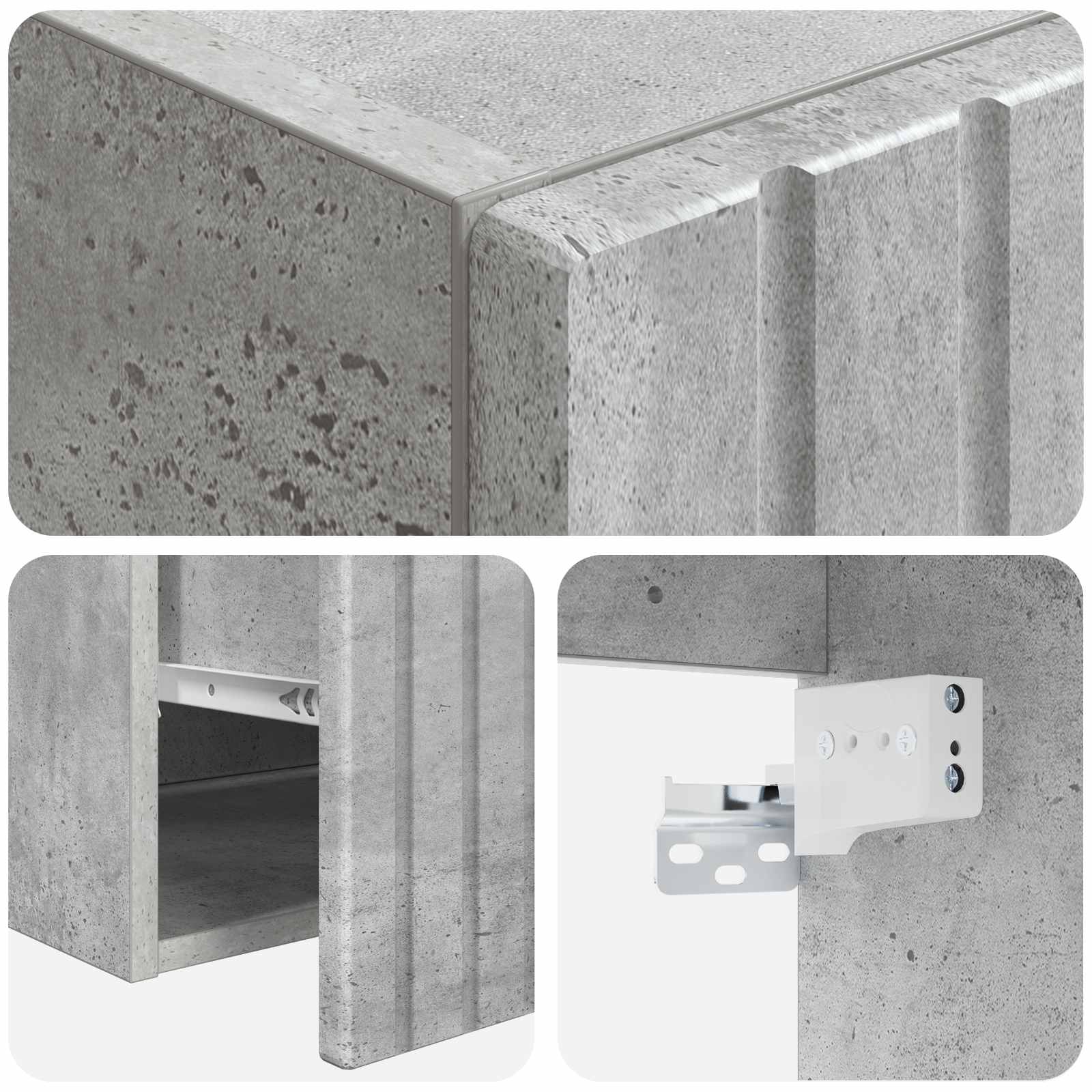 Badkamerkastenset 3 st Betongrijs 49 x 44,5 x 66 cm
