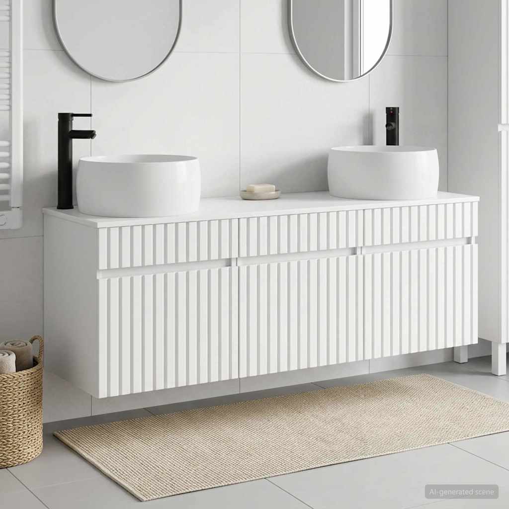 Badkamerkastenset 3 st Hoogglans Wit 49 x 44,5 x 66 cm