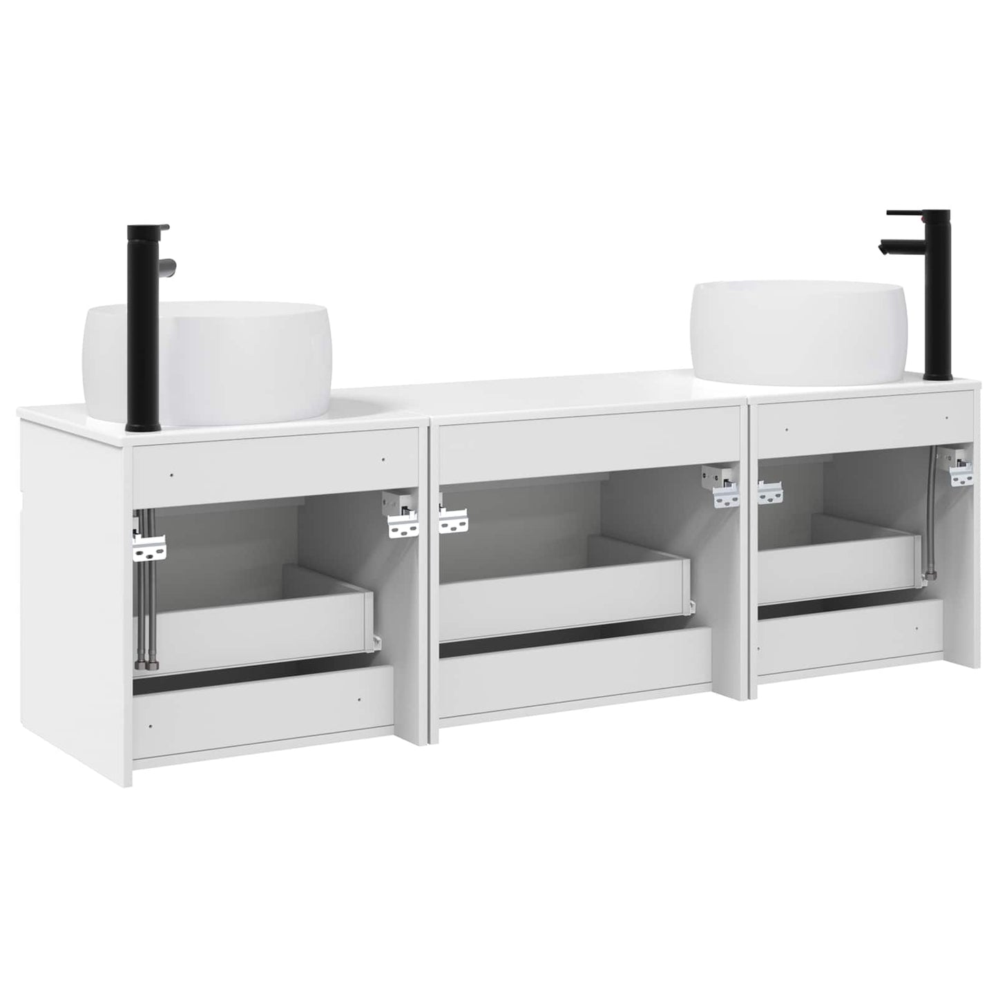 Badkamerkastenset 3 st Hoogglans Wit 49 x 44,5 x 66 cm
