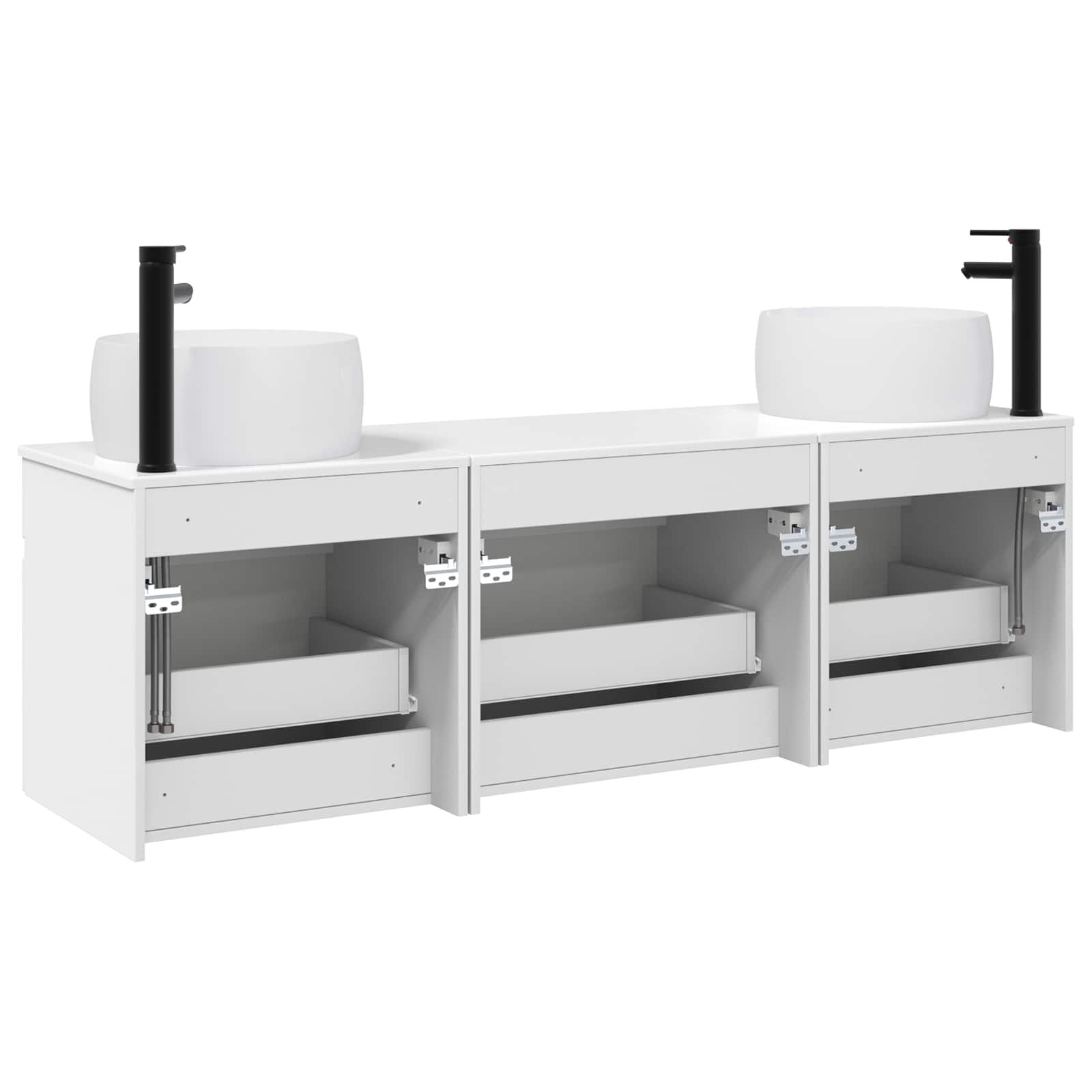 Badkamerkastenset 3 st Hoogglans Wit 49 x 44,5 x 66 cm