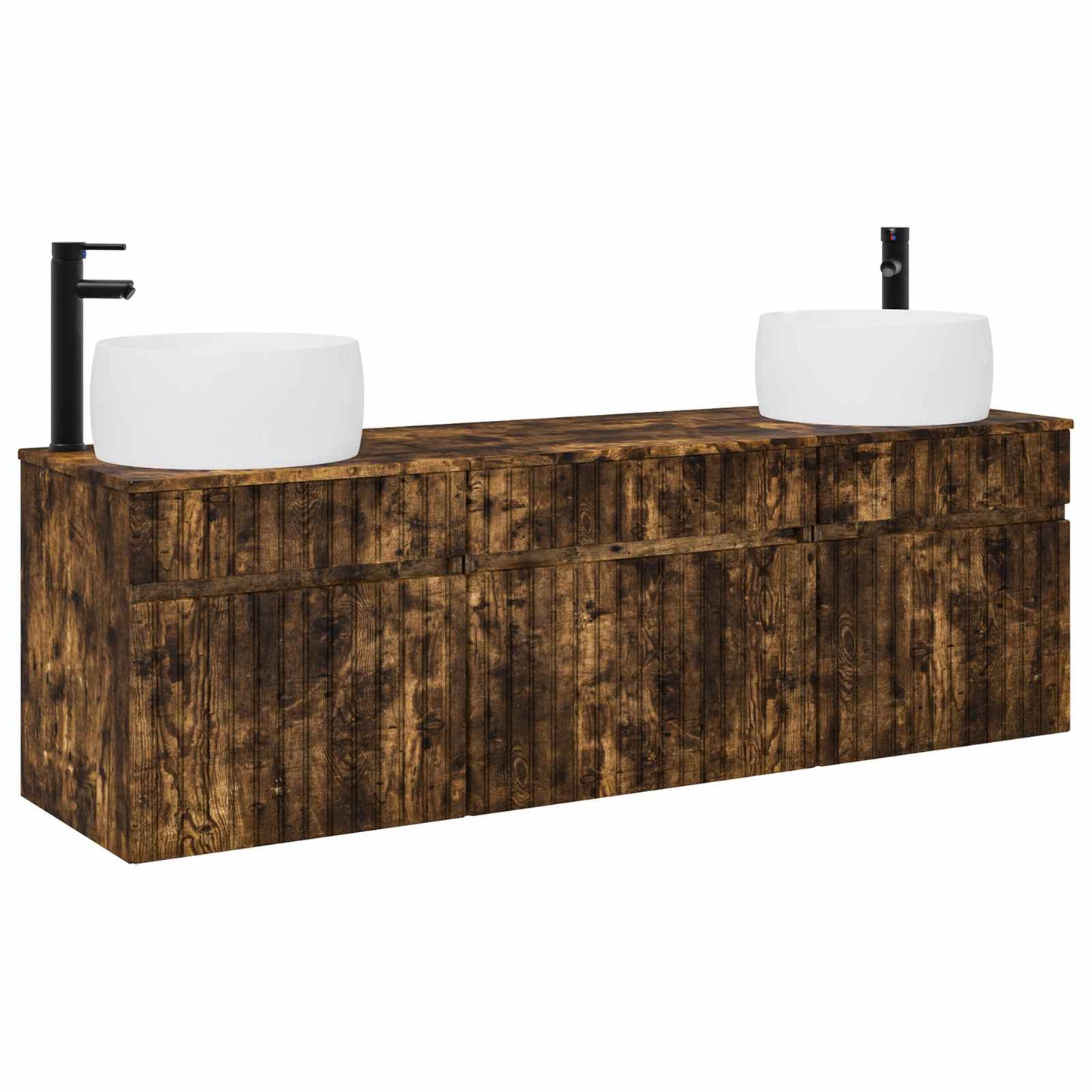 Badkamerkastenset 3 st Gerookt eiken 49 x 44,5 x 66 cm