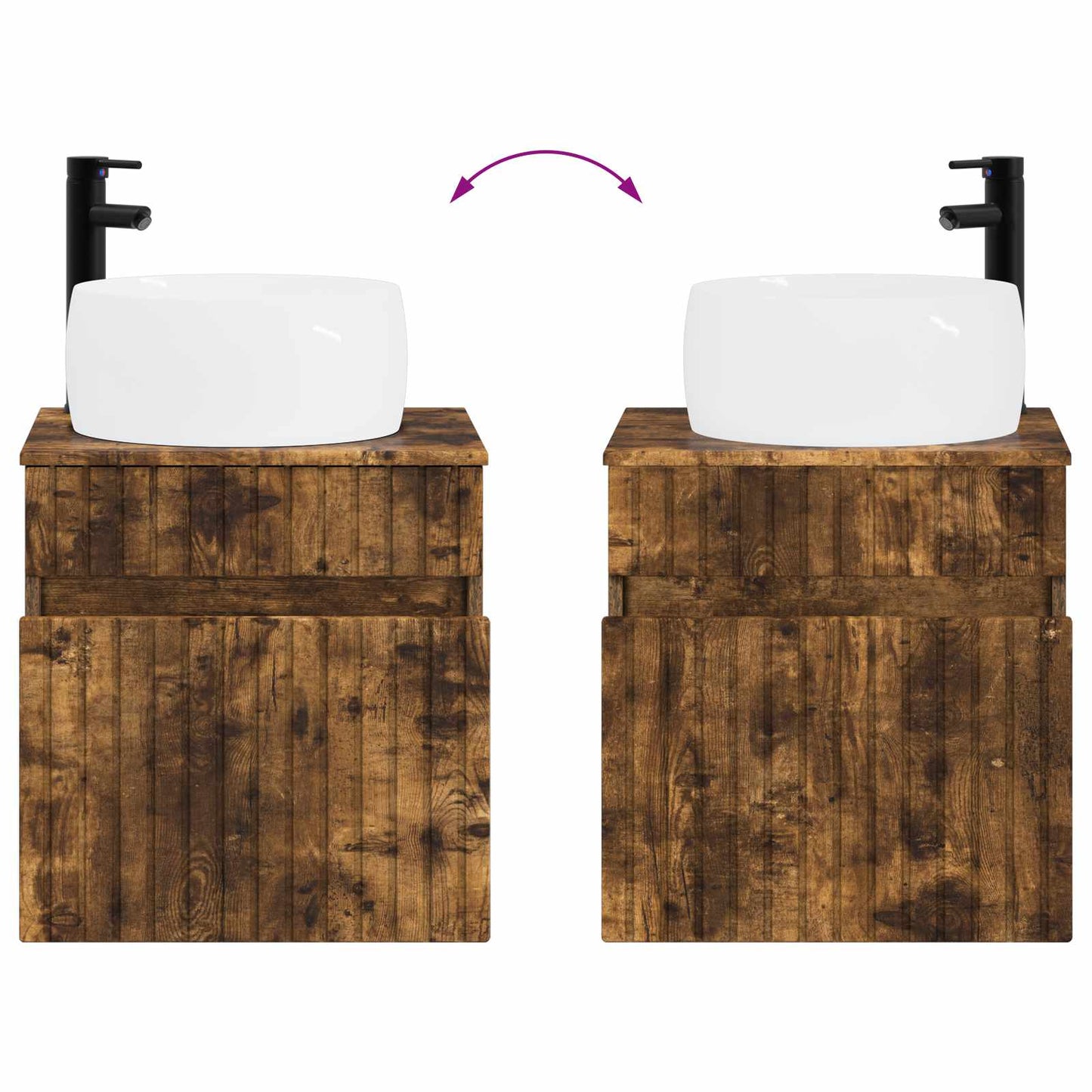 Badkamerkastenset 3 st Gerookt eiken 49 x 44,5 x 66 cm
