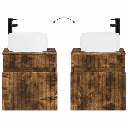 Badkamerkastenset 3 st Gerookt eiken 49 x 44,5 x 66 cm