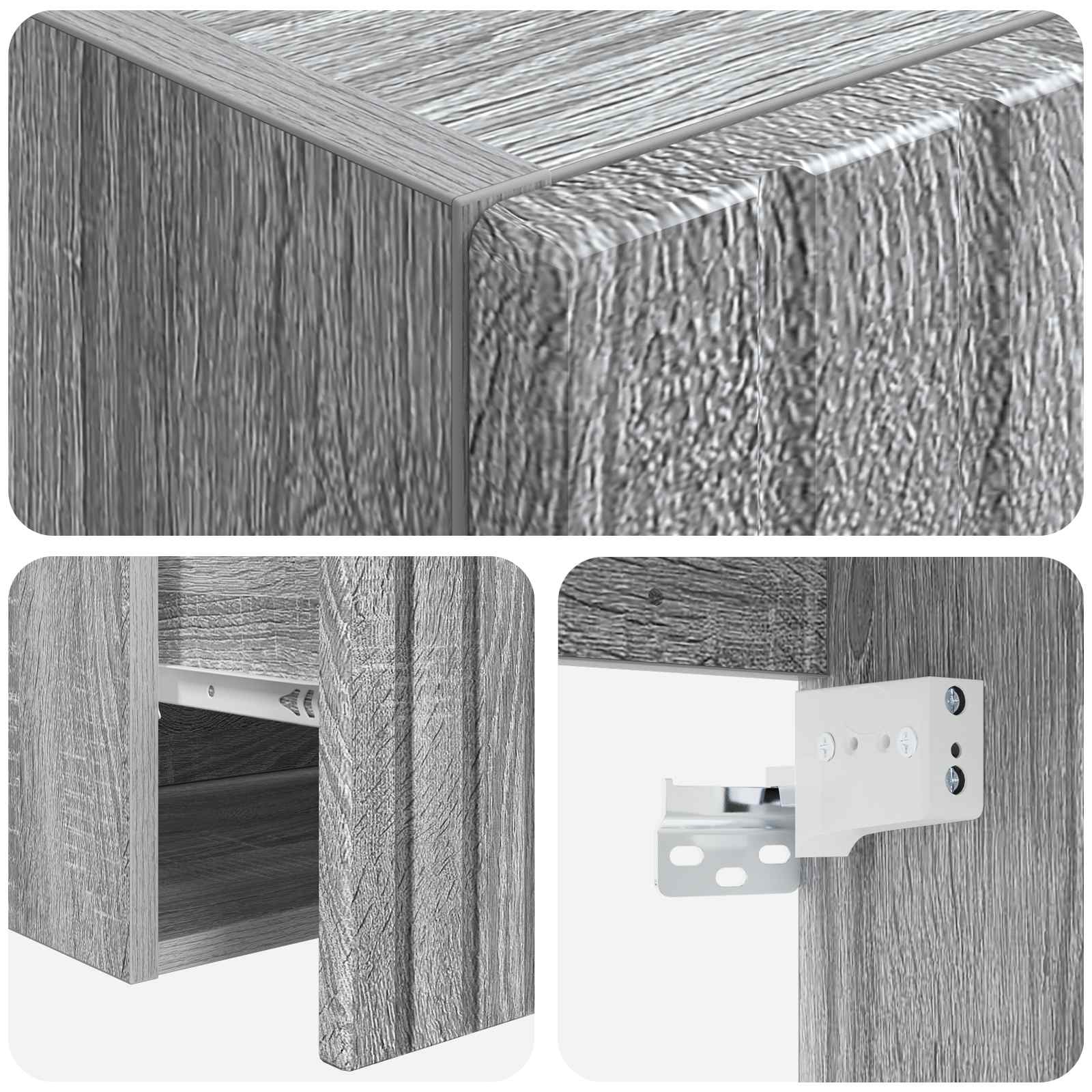 Badkamerkastenset 3 st Grijs Sonoma 49 x 44,5 x 66 cm