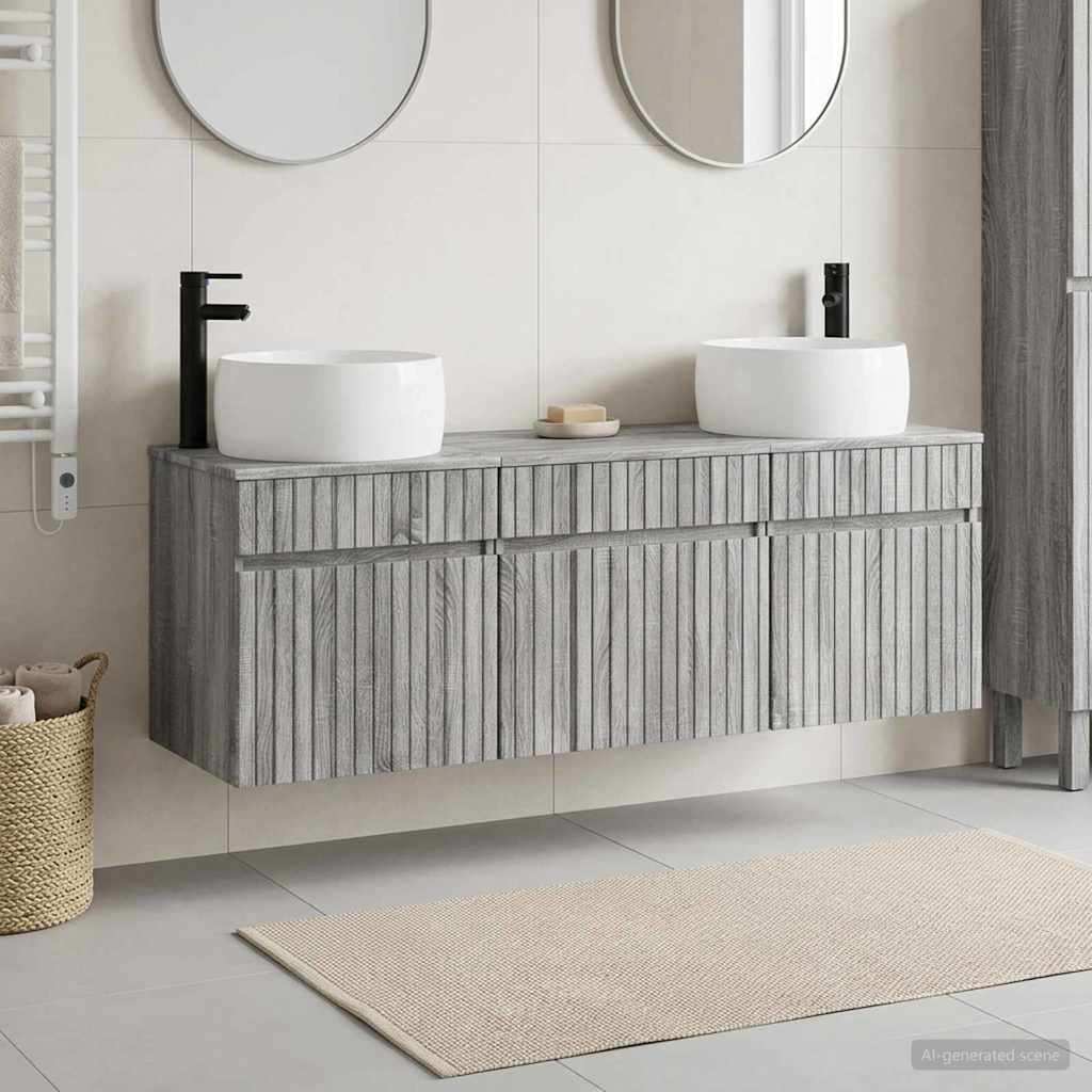 Badkamerkastenset 3 st Grijs Sonoma 49 x 44,5 x 66 cm