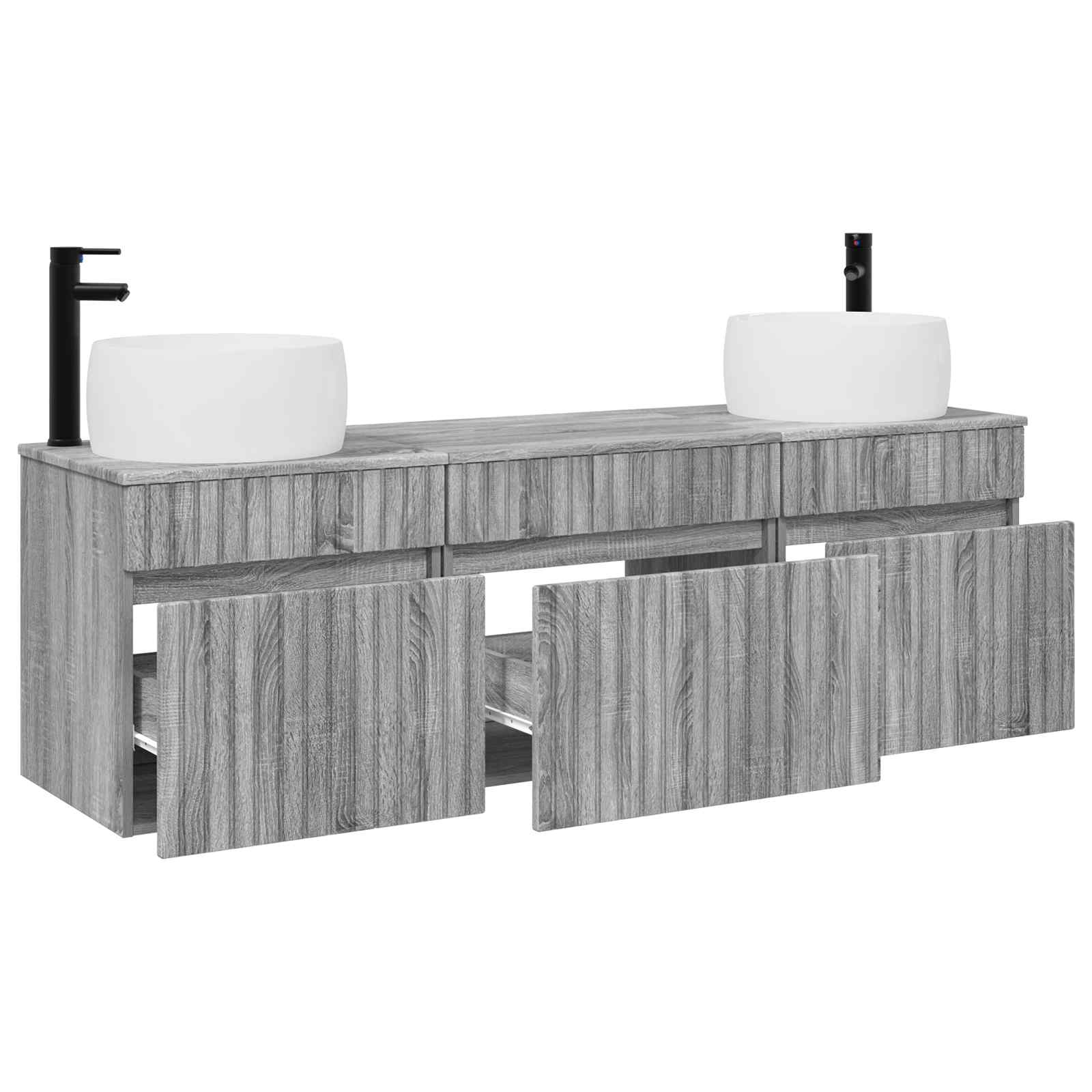 Badkamerkastenset 3 st Grijs Sonoma 49 x 44,5 x 66 cm