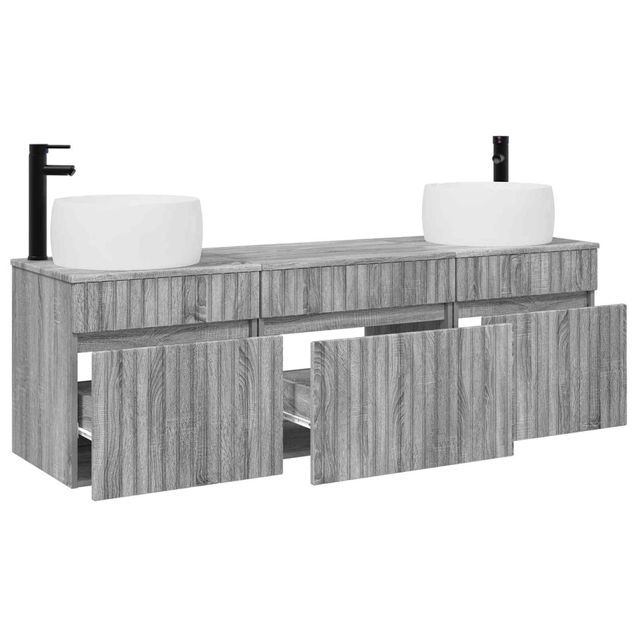 Badkamerkastenset 3 st Grijs Sonoma 49 x 44,5 x 66 cm