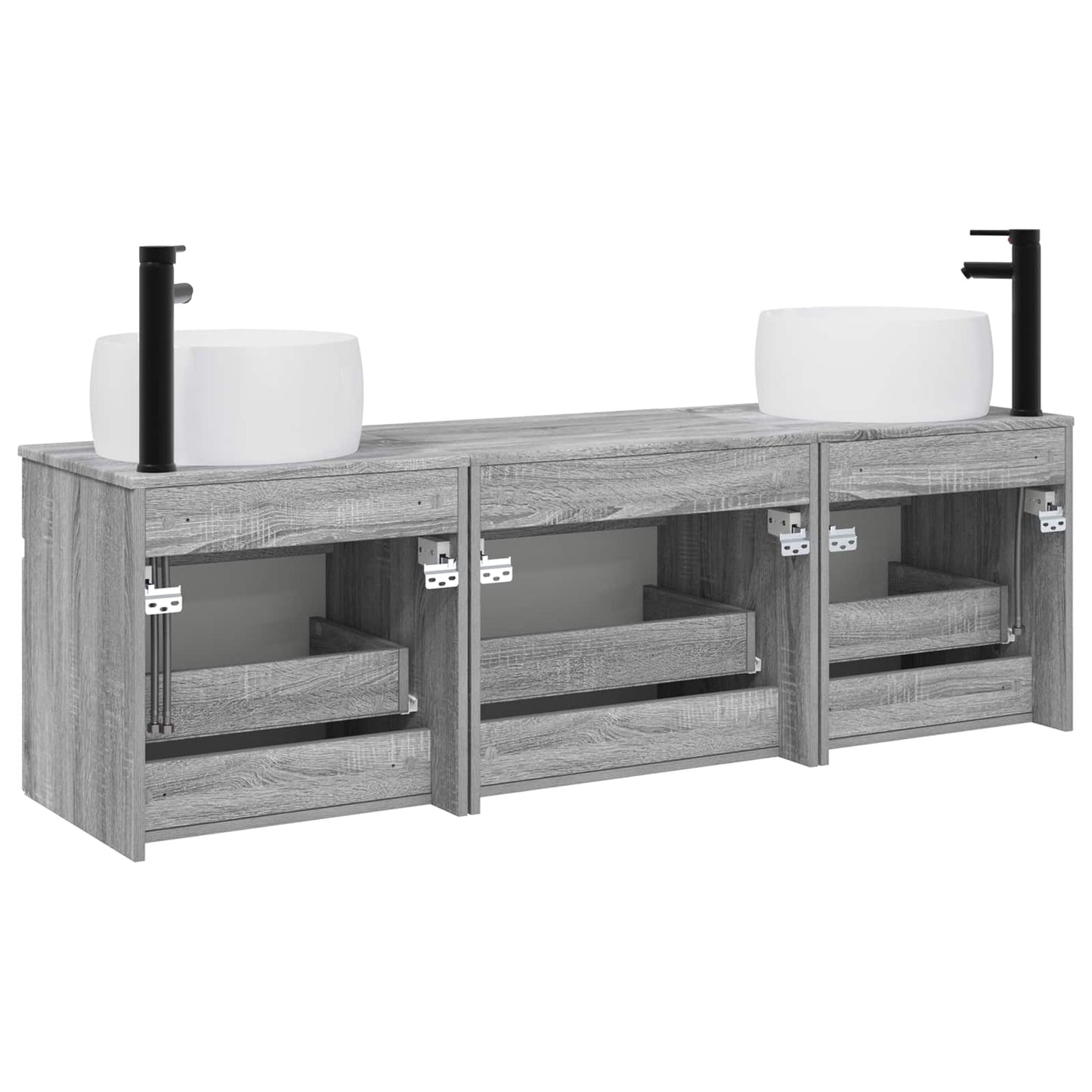 Badkamerkastenset 3 st Grijs Sonoma 49 x 44,5 x 66 cm