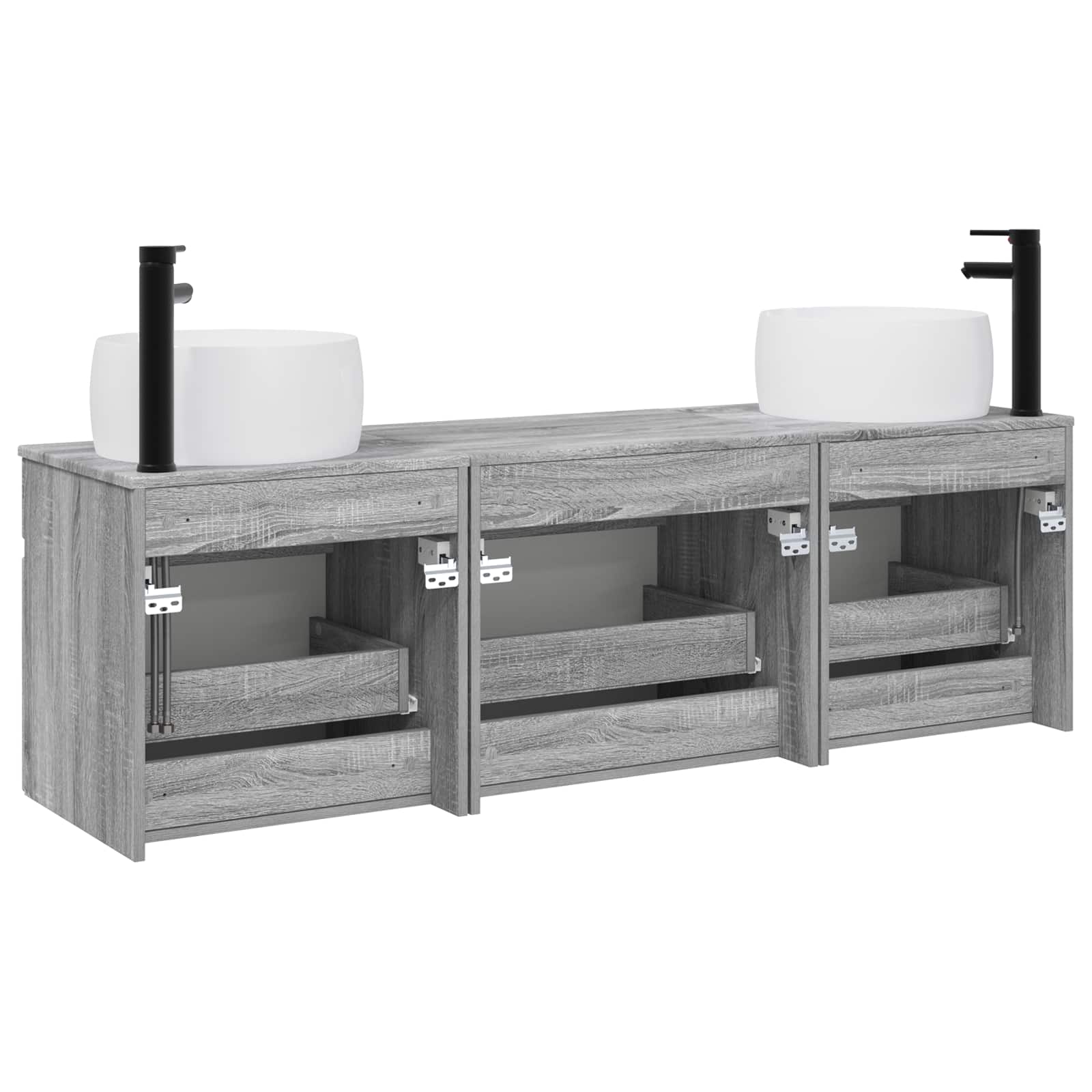 Badkamerkastenset 3 st Grijs Sonoma 49 x 44,5 x 66 cm
