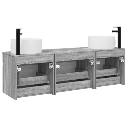 Badkamerkastenset 3 st Grijs Sonoma 49 x 44,5 x 66 cm