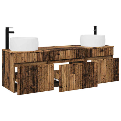 Badkamerkastenset 3 st Oud hout 49 x 44,5 x 66 cm Bewerkt hout