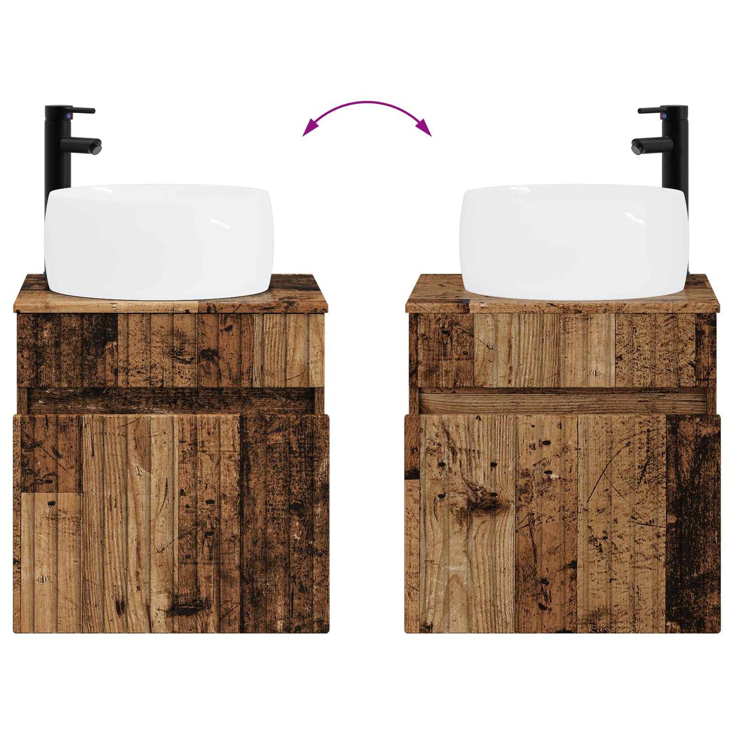 Badkamerkastenset 3 st Oud hout 49 x 44,5 x 66 cm Bewerkt hout