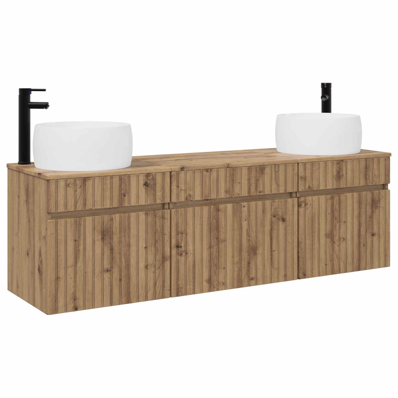 Badkamerkastenset 3 st Artisanaal eiken 49 x 44,5 x 66 cm