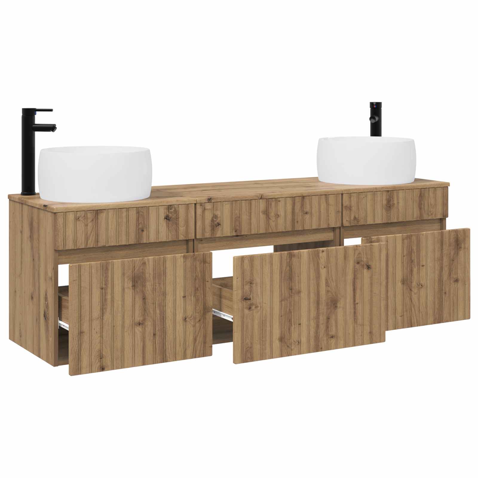 Badkamerkastenset 3 st Artisanaal eiken 49 x 44,5 x 66 cm