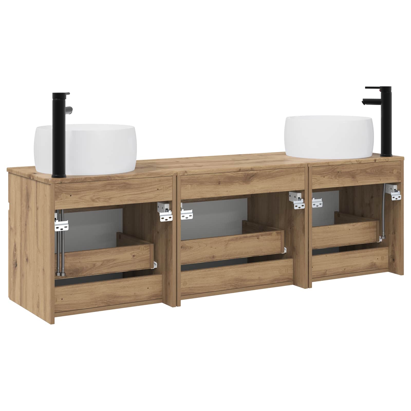 Badkamerkastenset 3 st Artisanaal eiken 49 x 44,5 x 66 cm