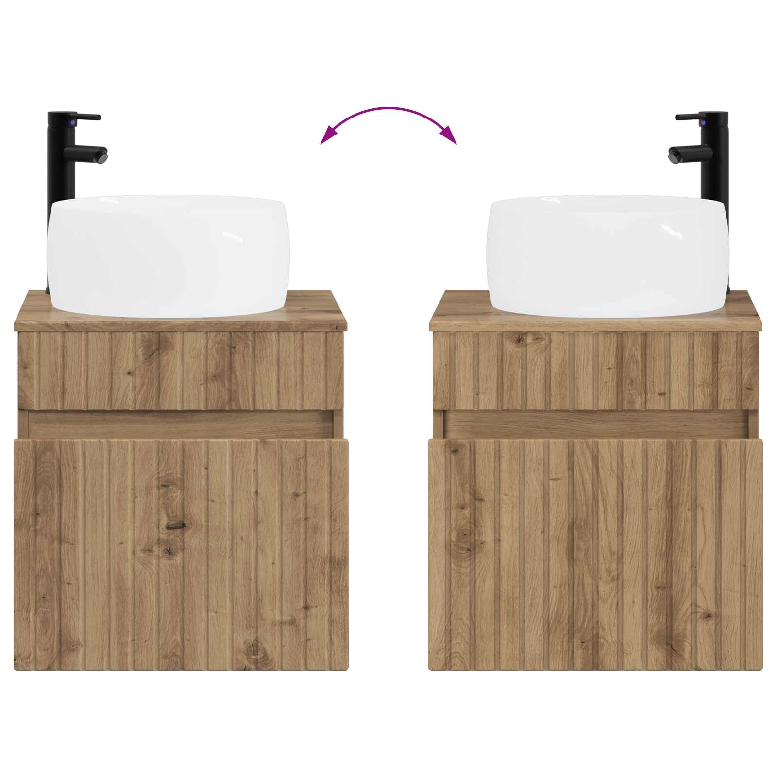 Badkamerkastenset 3 st Artisanaal eiken 49 x 44,5 x 66 cm