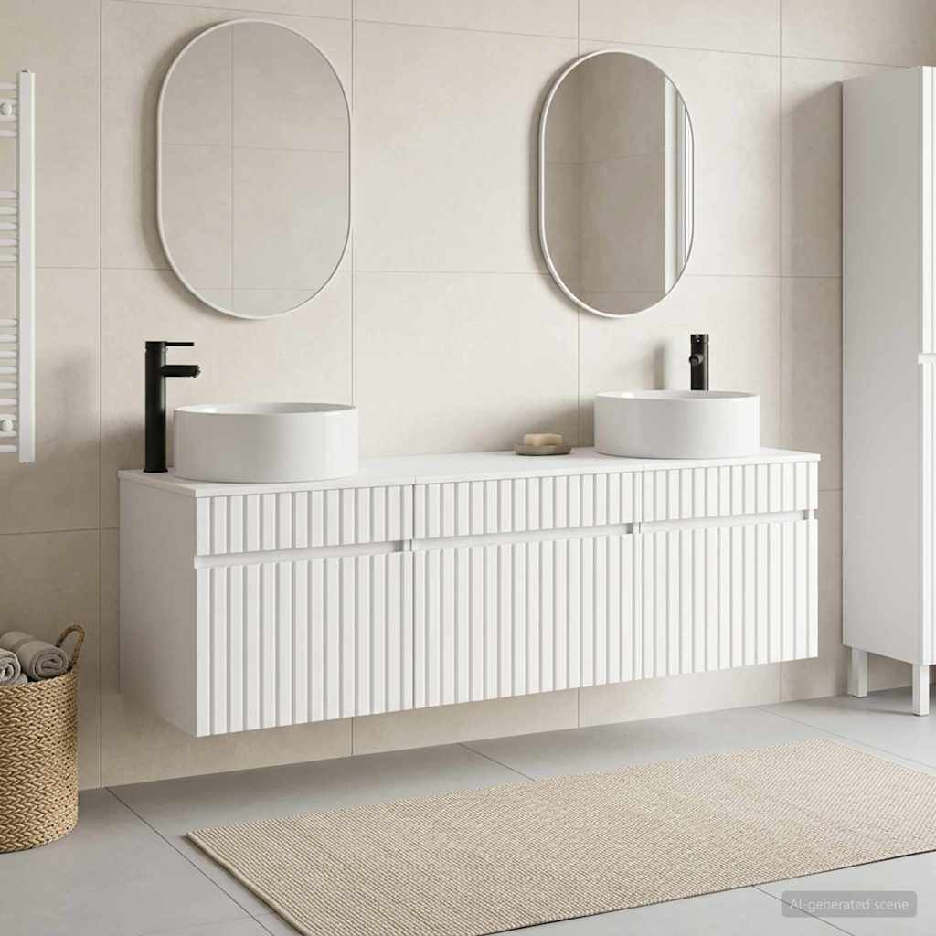 Badkamerkastenset 3 st Wit 49 x 44,5 x 65,5 cm Bewerkt hout