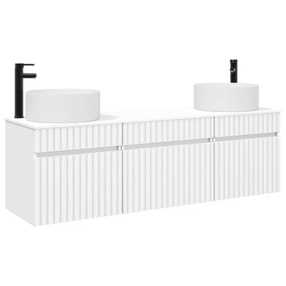 Badkamerkastenset 3 st Wit 49 x 44,5 x 65,5 cm Bewerkt hout