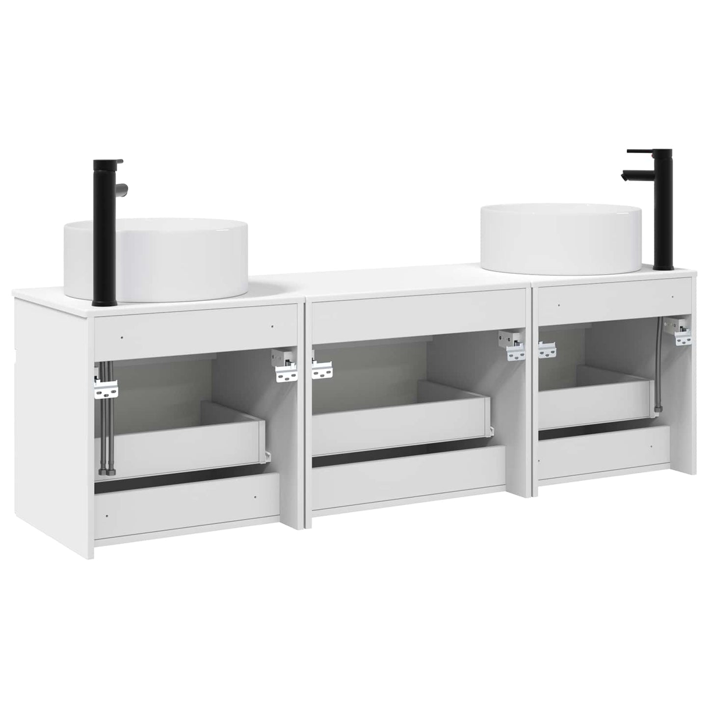 Badkamerkastenset 3 st Wit 49 x 44,5 x 65,5 cm Bewerkt hout