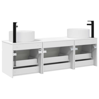 Badkamerkastenset 3 st Wit 49 x 44,5 x 65,5 cm Bewerkt hout