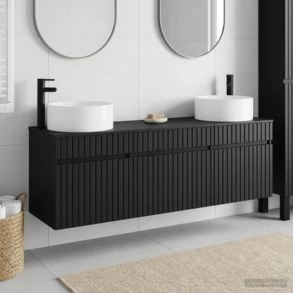 Badkamerkastenset 3 st Zwart 49 x 44,5 x 65,5 cm Bewerkt hout